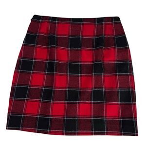 Talbots Women's size 8P Red Black Faux Wrap Skirt Side Zip
